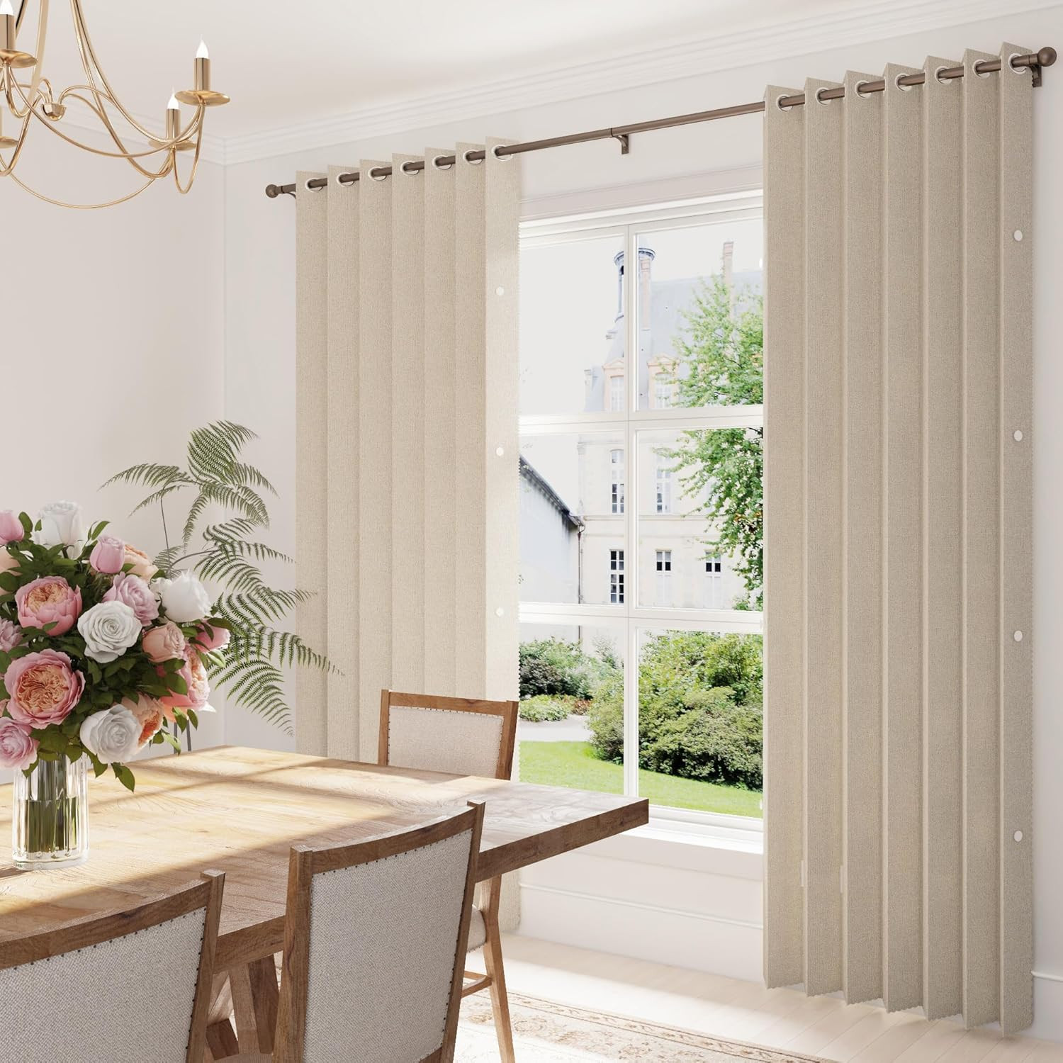 100% Blackout Faux Linen Doorway Curtain Accordion Style Doors for Doorway Magne