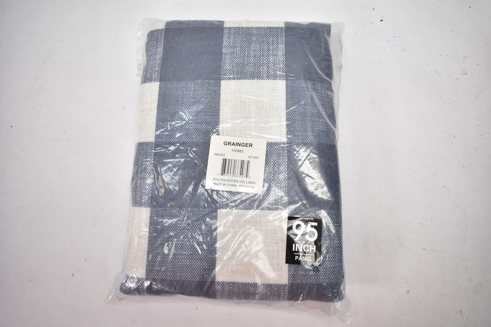 Grainger Curtain Panel Indigo Blue White Buffalo Plaid 52×95 Window Decor Modern