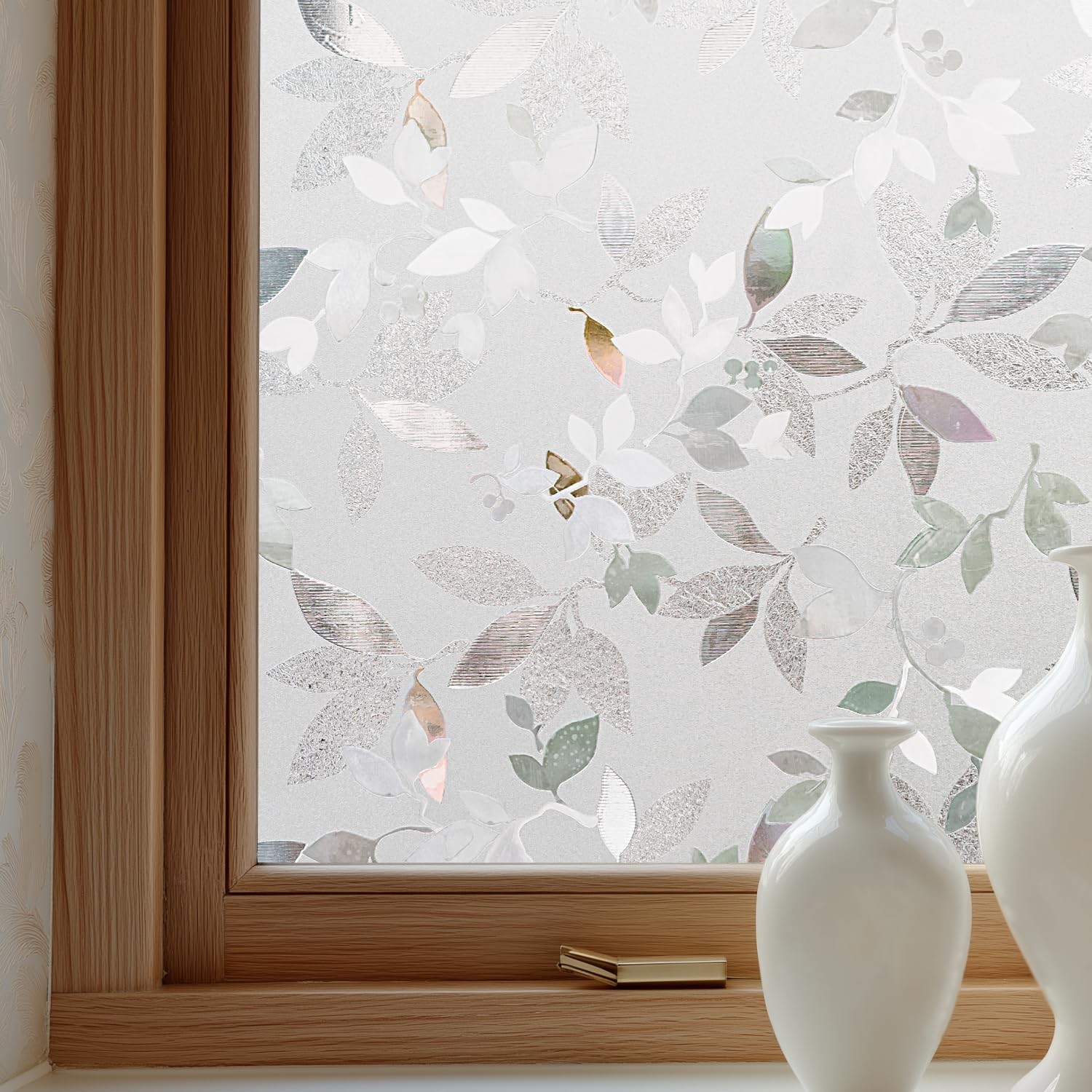 Window Privacy Film Decorative for Front Door, Bathroom Static Cling Stained …