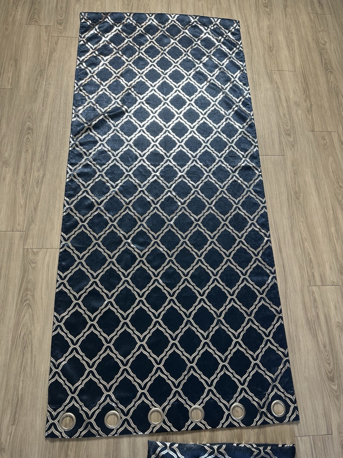 Blackout curtains blue with silver. 2 panels size 37w 83H