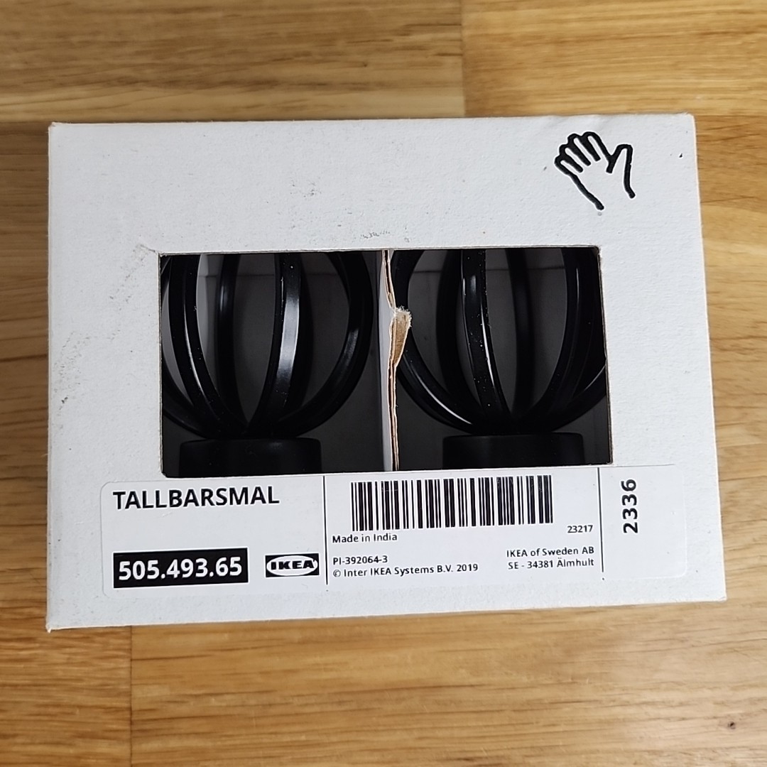 Ikea Tallbarsmal One Pair Finials Black 505.493.65