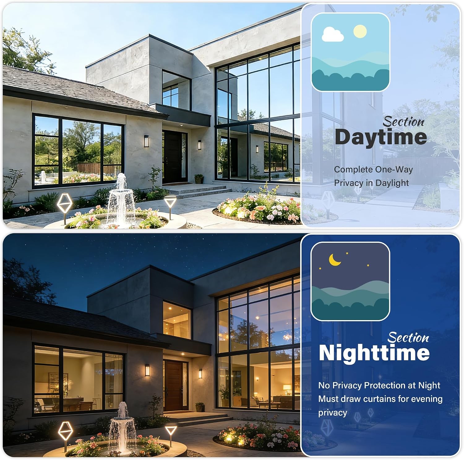Static Cling Daytime Mirror Tint for Home Blocks Heat Silver 17.5″ x 78.7”