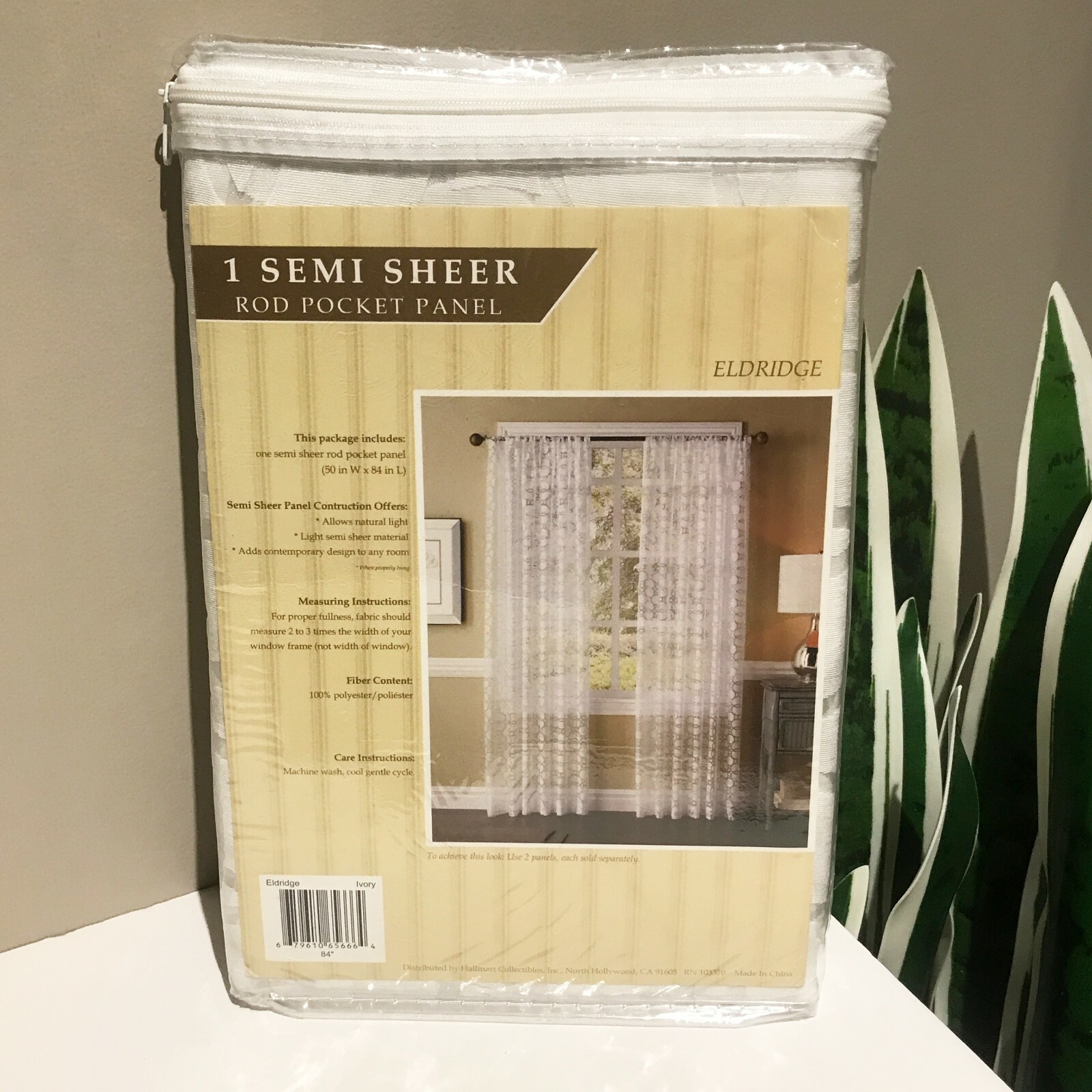 New ELDRIDGE Window Panels One Burn Out Polyester Rod Pocket Panel 50×84″ Ivory
