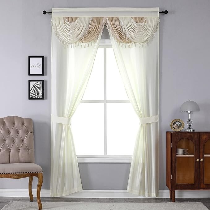 Regal Home Collections Amore 5-Piece Window Curtain Size 54X63, 54X95