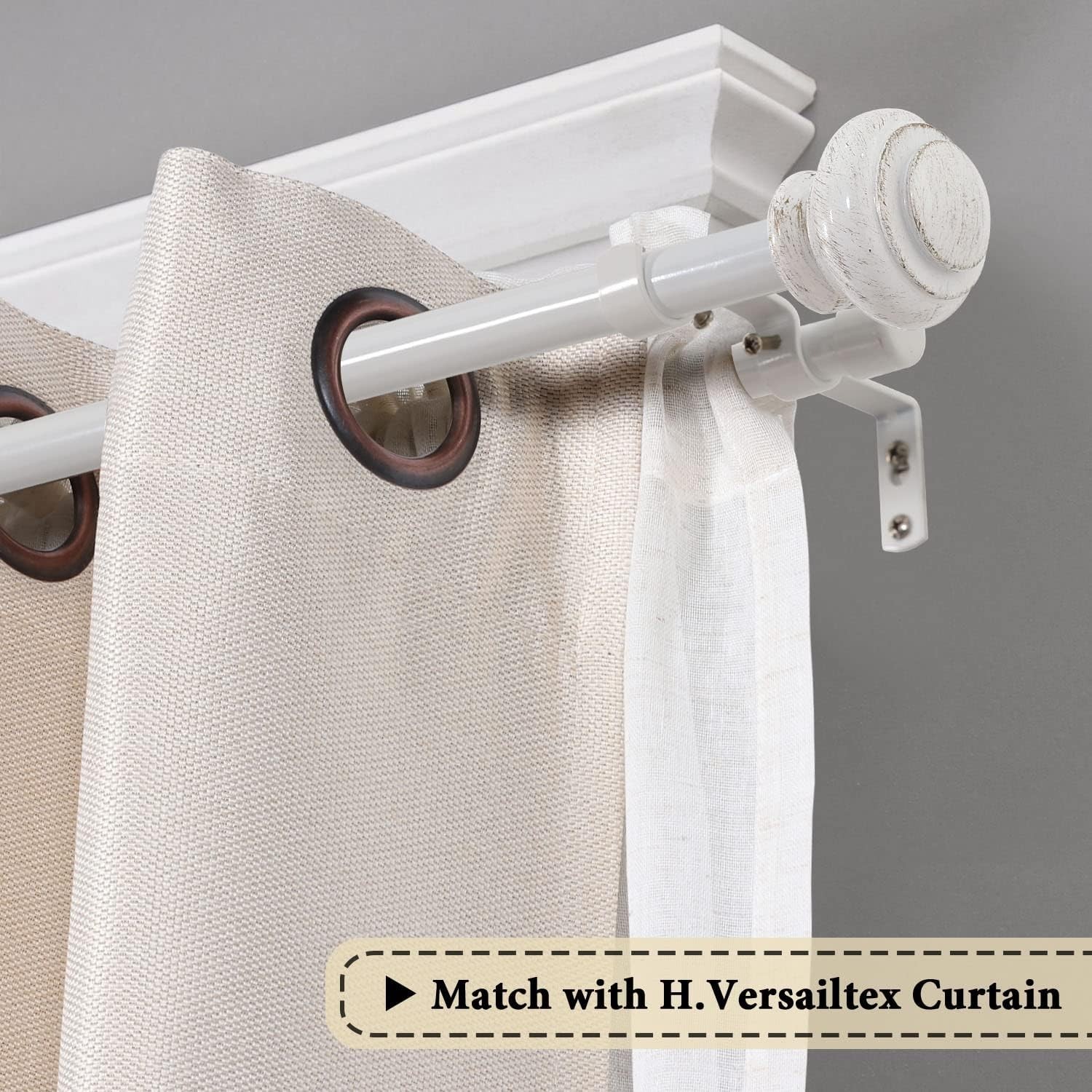 Elegant Window Treatment Telescoping Double Curtain Rod Set with Classic Cap,…