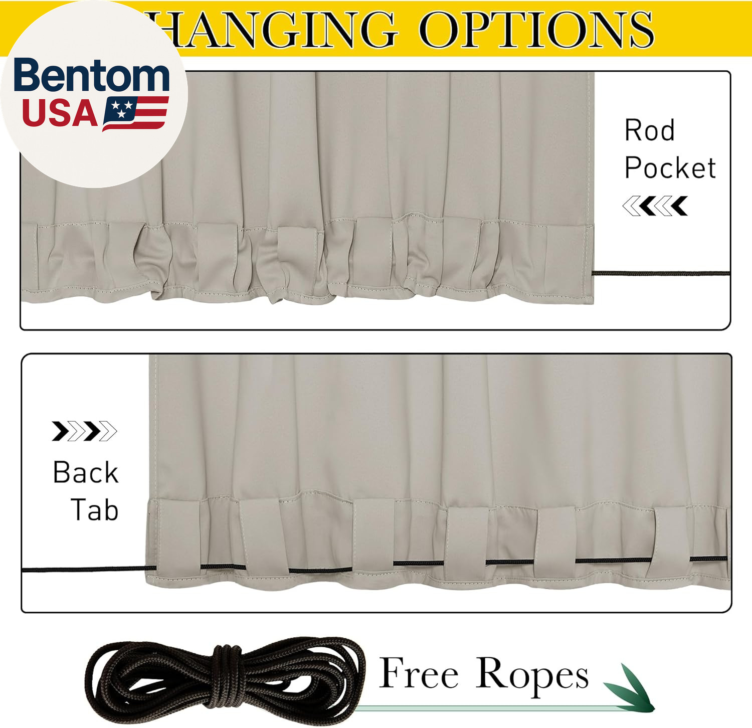 2 Panels Outdoor Curtains for Patio Waterproof & Windproof, Extra Wide Grommet &