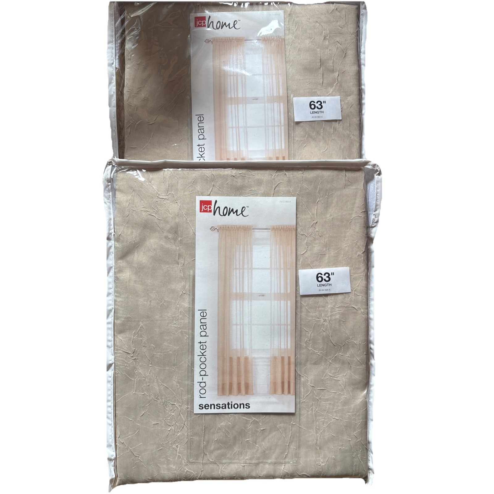 JCP Home Collection Rod-Pocket Panel 63” Set Of 2 Sheer Curtains Color: Linen