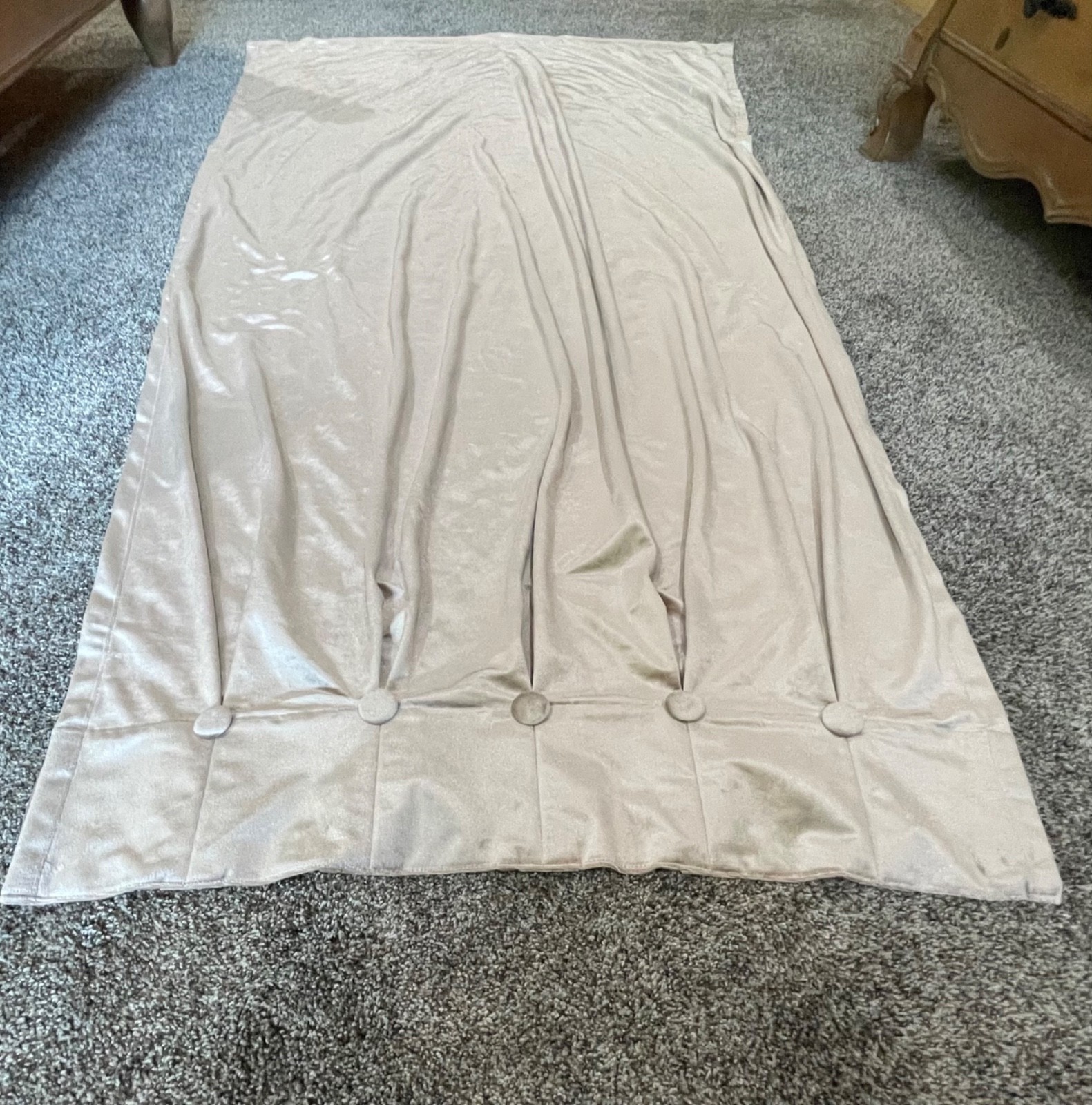 DKNY Curtain Panels Set of 2 Velveteen Taupe 93″X31″ Plush Button Tab Top