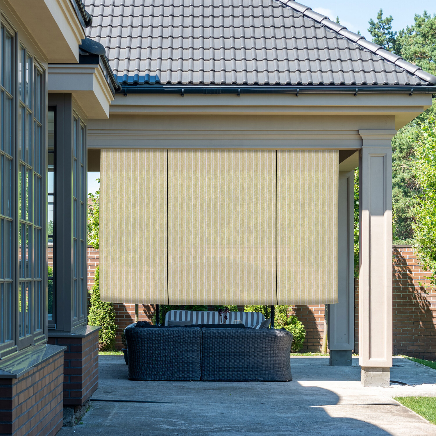 Roller up Shade Roller Shade Light Filtering Gazebo Porch Garden Outdoor Beige