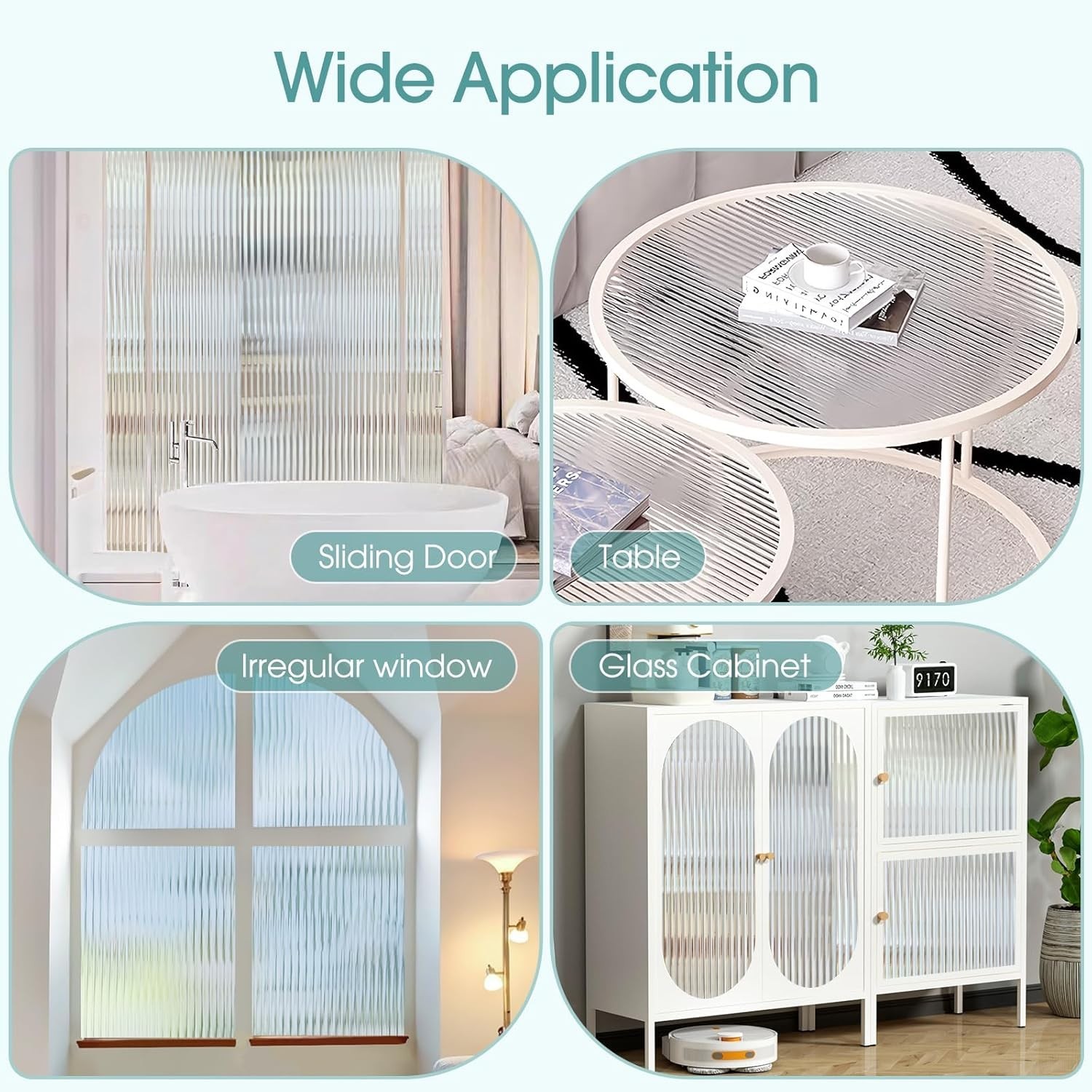 3D Fluted Glass Window Privacy Film Frosted Reeded Glass Stickers 17.5×78.7in