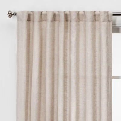 Threshold Light Filtering Linen Window Curtain Panel Traditional Beige