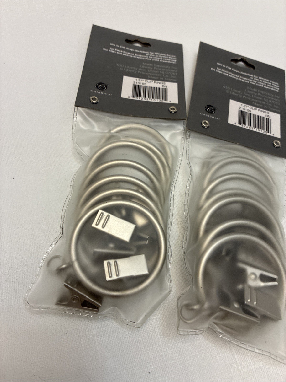 NEW Cambria Classic Curtain Clip rings 1 3/8 inch 14 pieces Nickel Lot Of 2