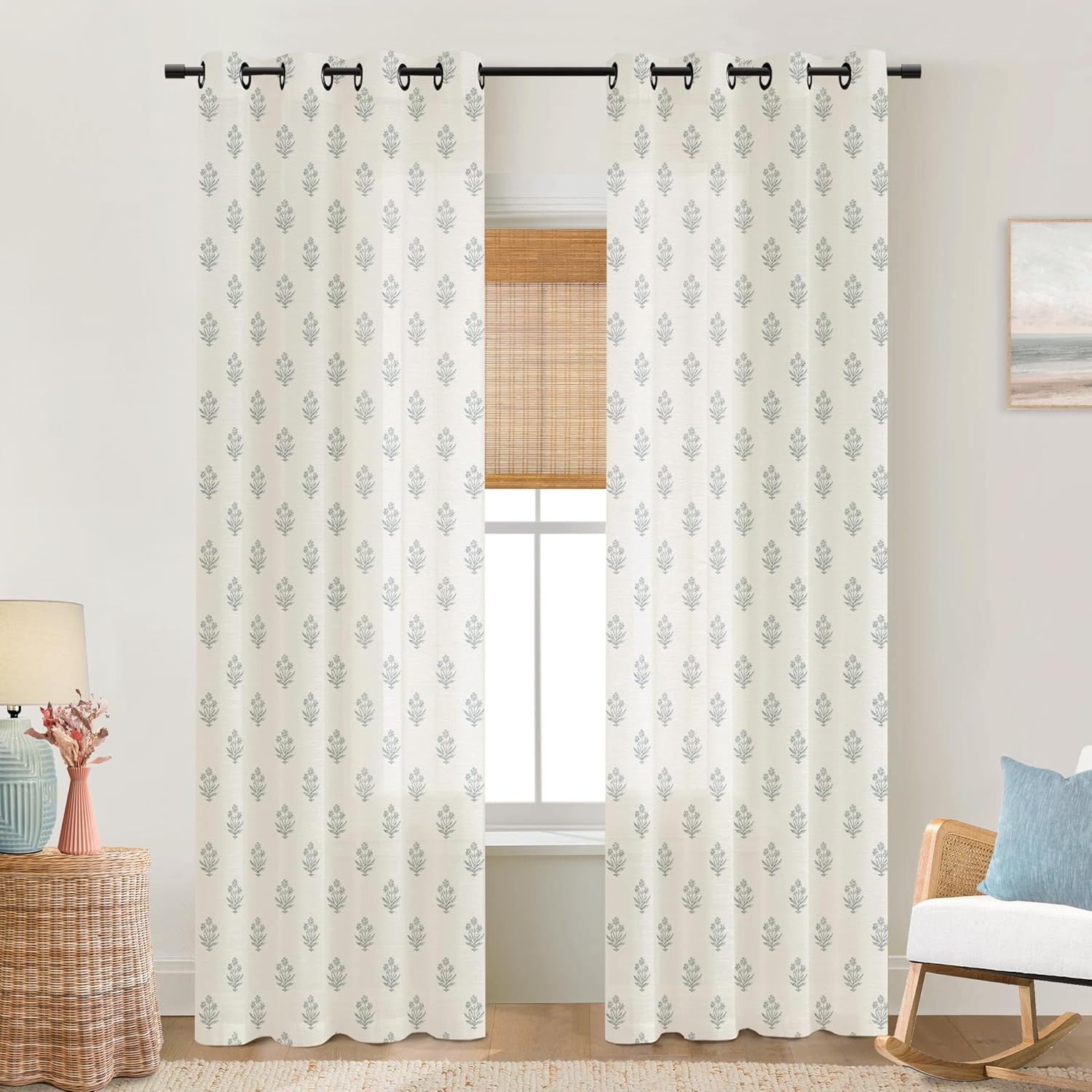 Chic Plaid Floral Curtains for Elegant Home Décor – Perfect for Any Room