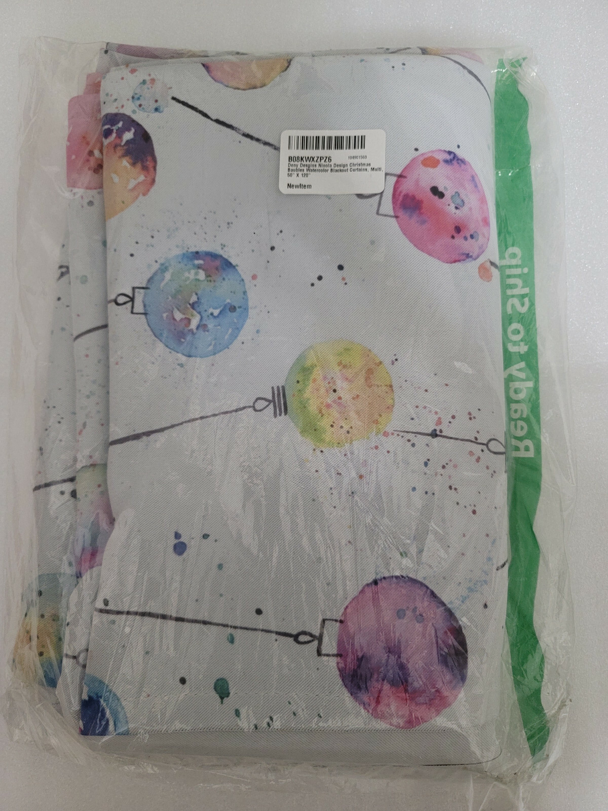 New Deny Desgins Ninola Design Christmas Baubles Watercolor Blackout Curtains
