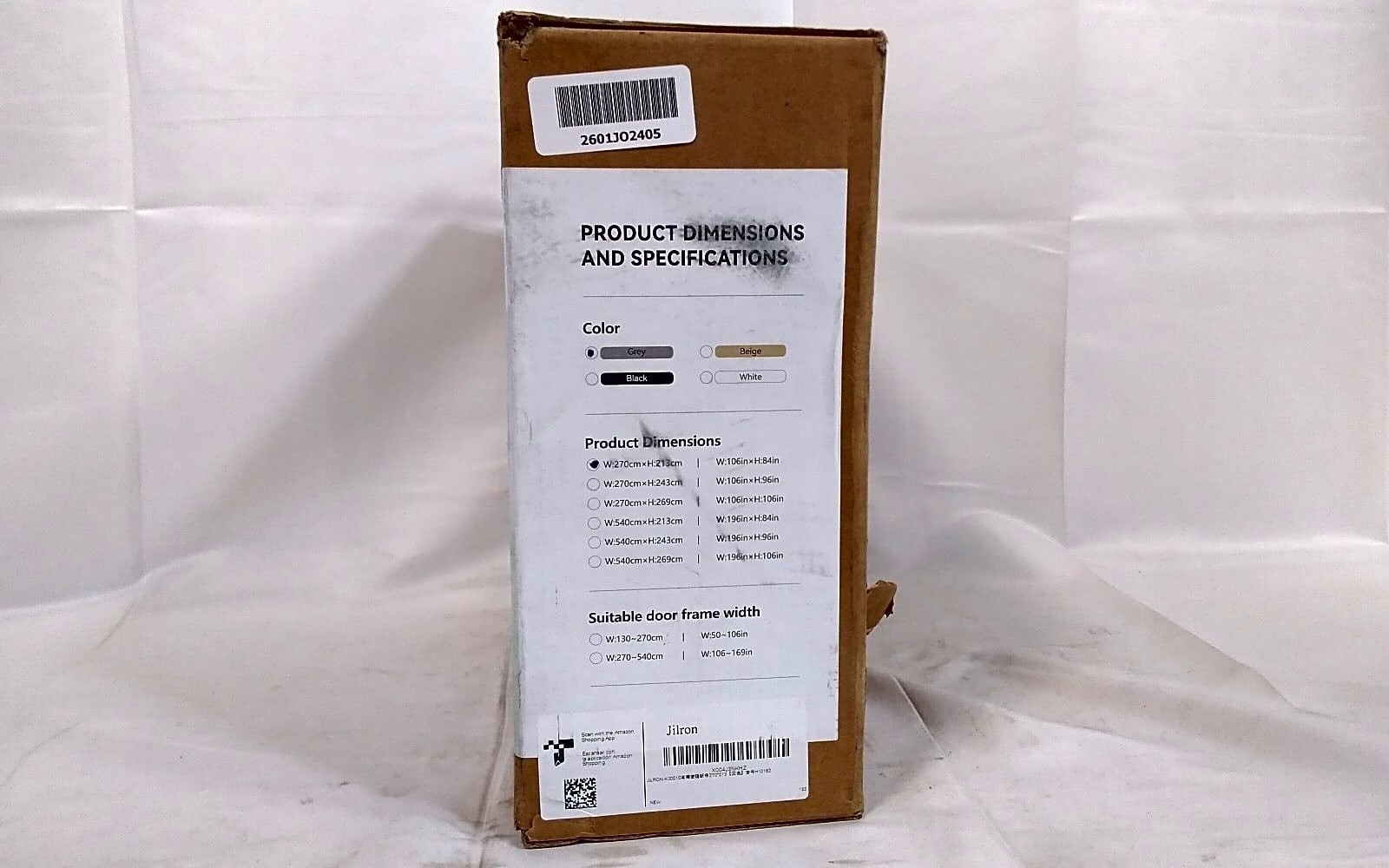 Jilron Room Divider Curtain Grey 106W x 84L Blackout Ceiling Track Kit with