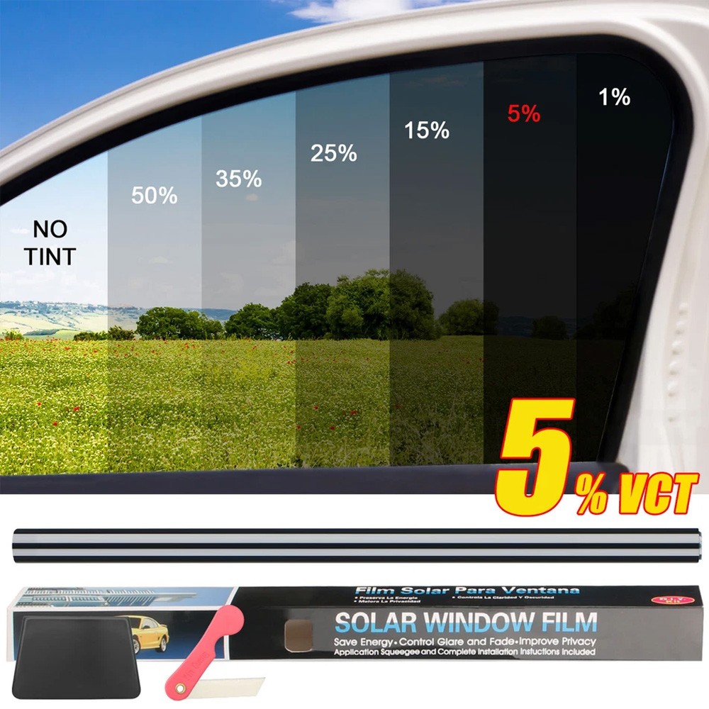 20″ x 10FT/20FT Uncut Roll Black Window Tint Film 5% VLT For Car Home Office