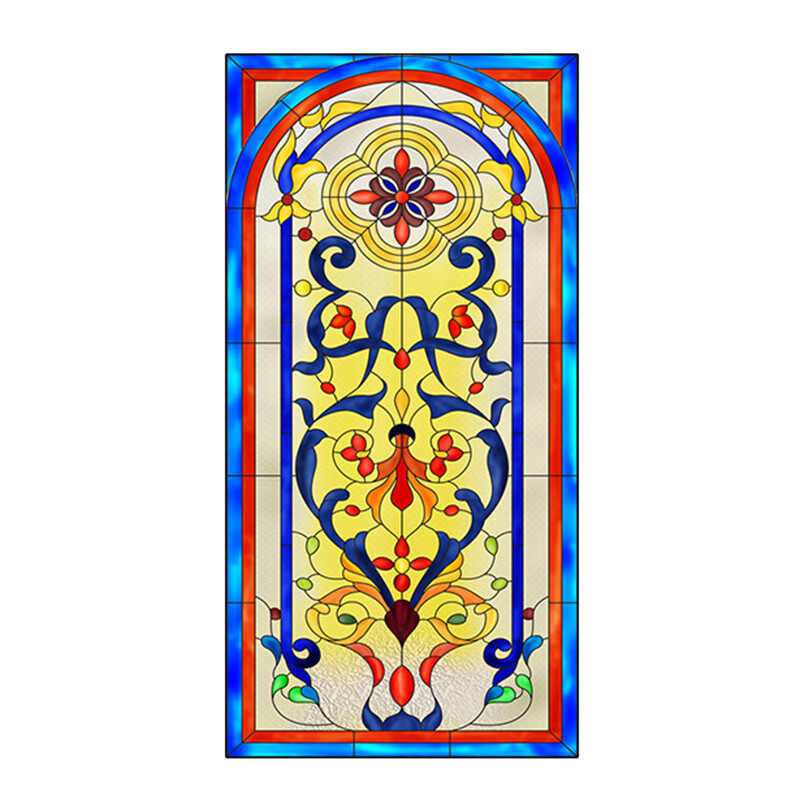 Luxury Retro Frosted Privacy Static Stained Church Window Film PVC Opaque Decor