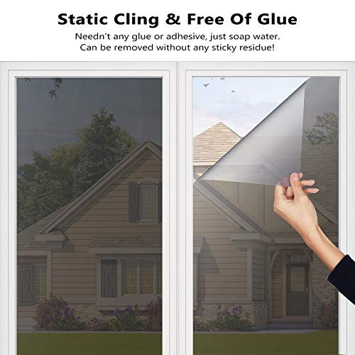 Window Tint for Home, One Way Daytime Privacy 17.5 In x 6.5 Ft Silver Black