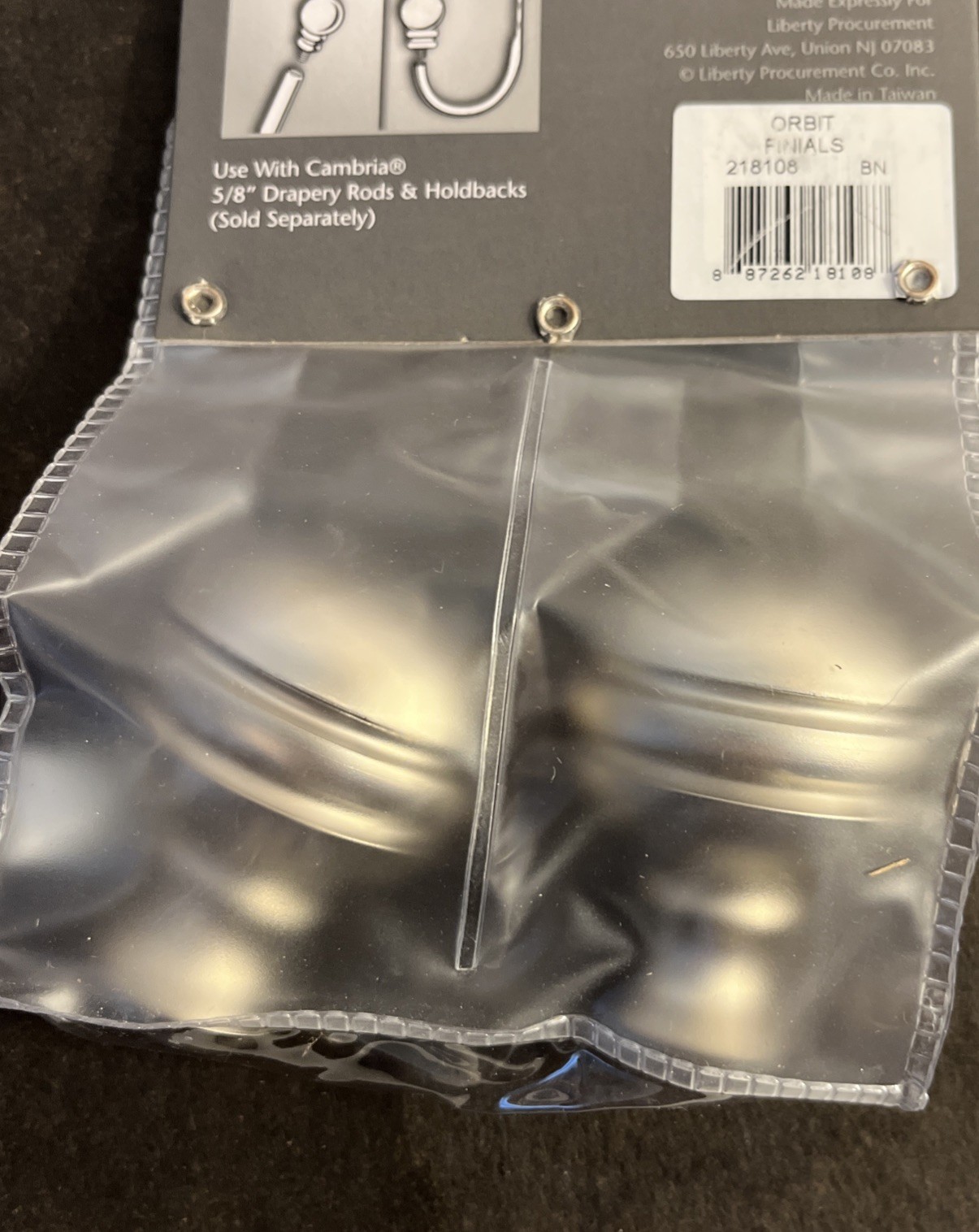 Cambria Orbit Finials in Brushed Nickel 2-Pack Brand New #218108