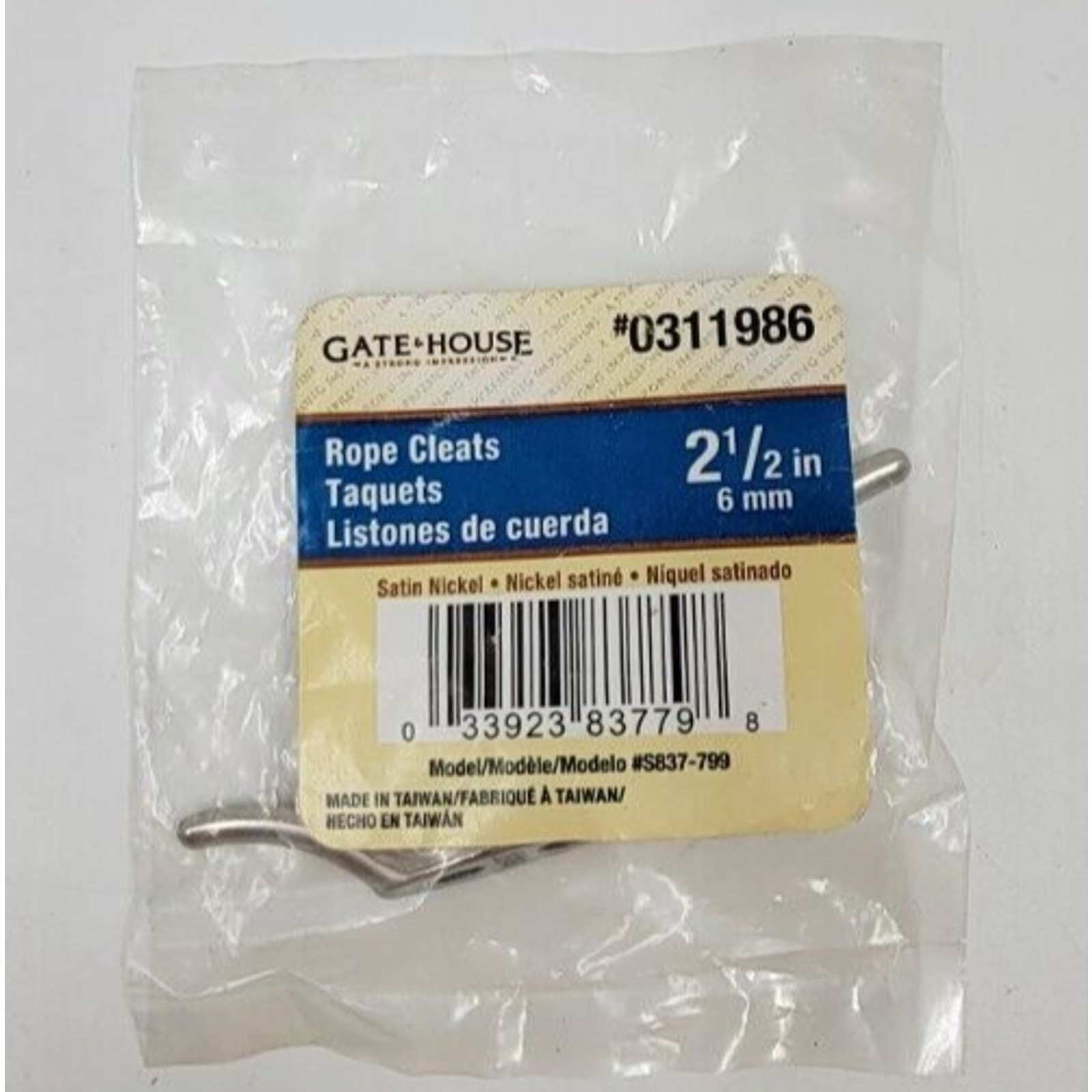 Gatehouse 2 Pack Small Steel Rope Cleats 311986 Satin Nickel Holds Lot of 2