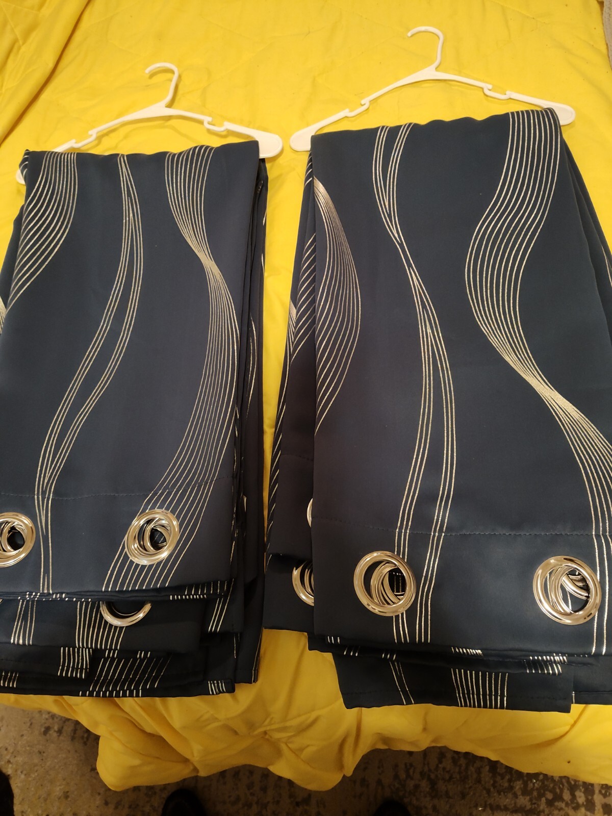 Deconovo Navy & Silver Curtains 6 Panels 42in X 63 In