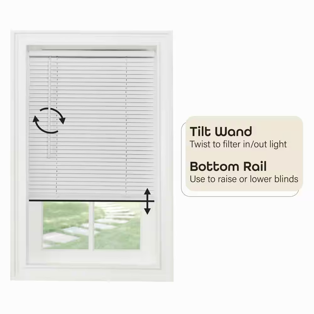 Window Blinds Mini Blind 1″ Slat Vinyl Venetian Blinds – Black White Beige Gray