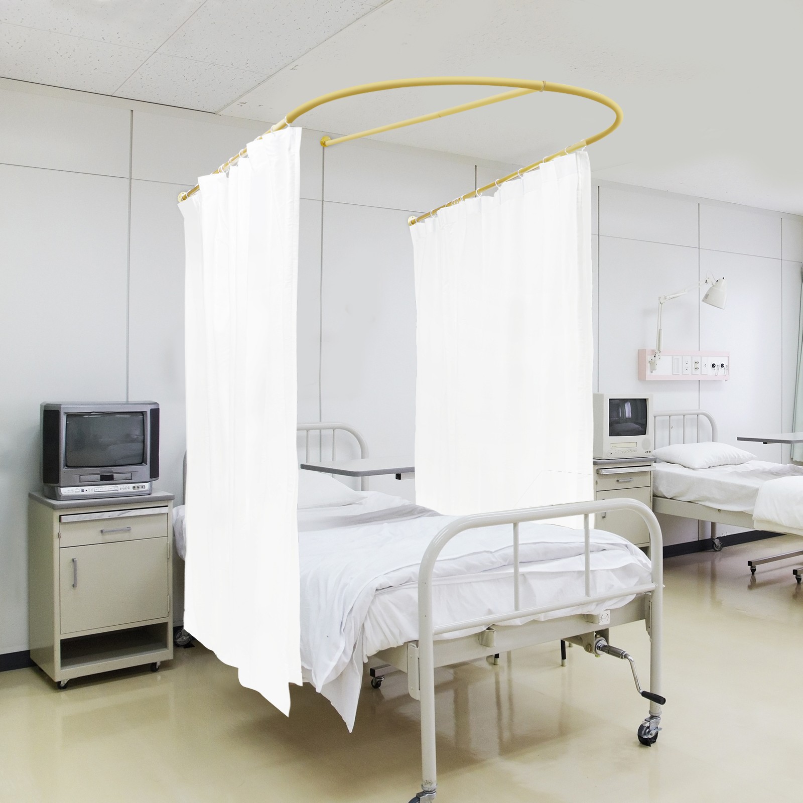 2.3*1.2*0.5m U-Shaped Room Partition Rod with Curtain for Beauty Salon,Endurab