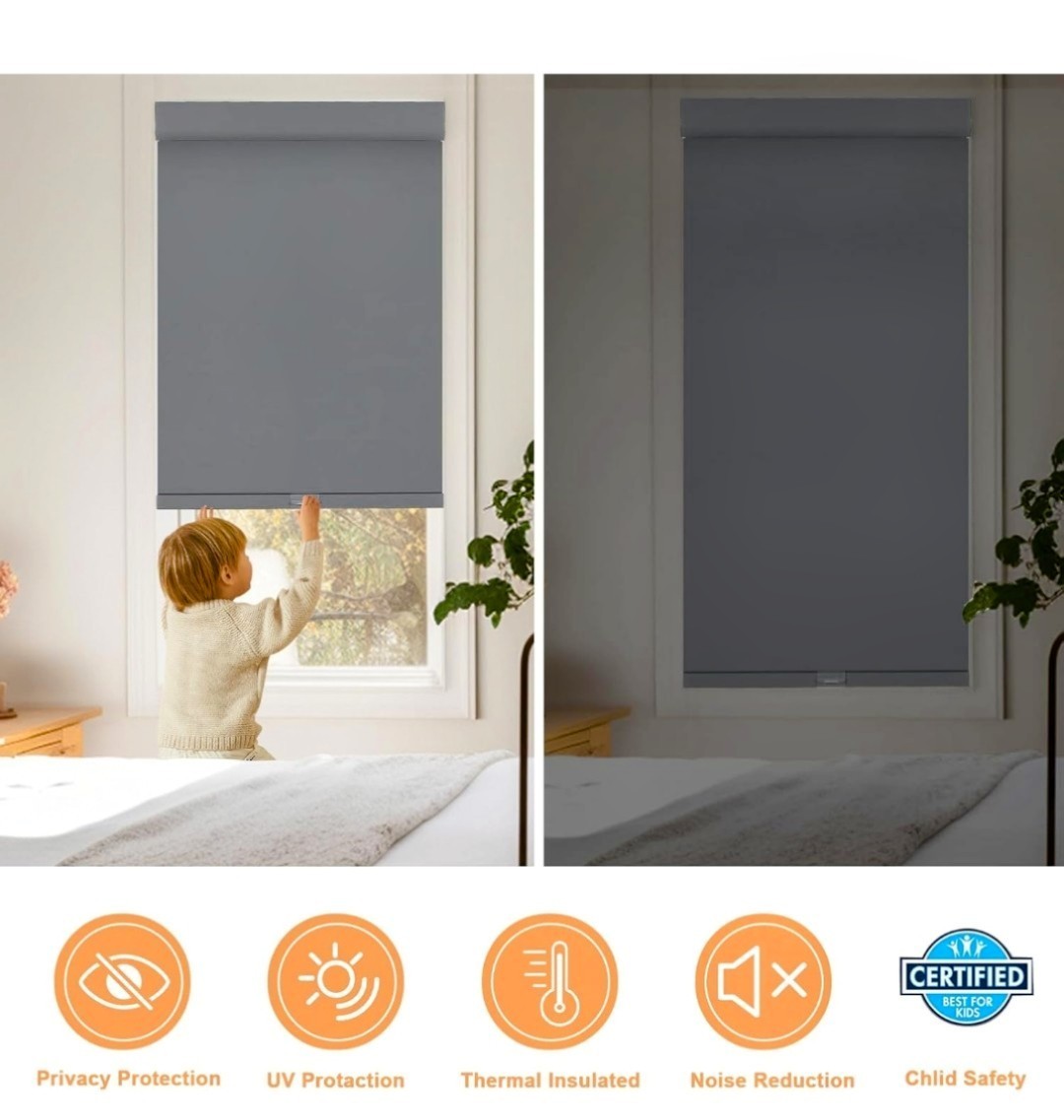 Luckup 100% Blackout Shade 36 w x79 L Grey