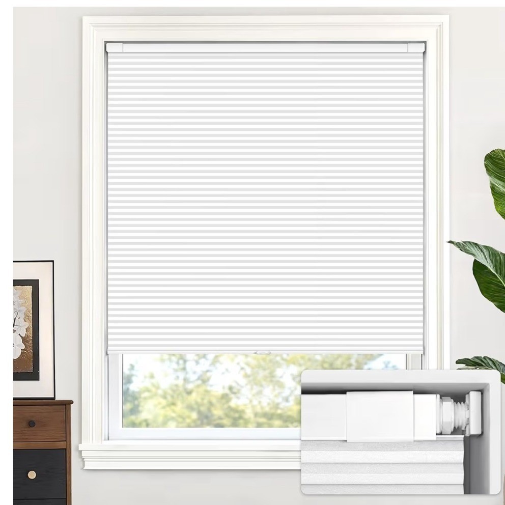 LazBlinds Cordless Blackout Cellular Shades No Drill Silver White 31.5W x 72H