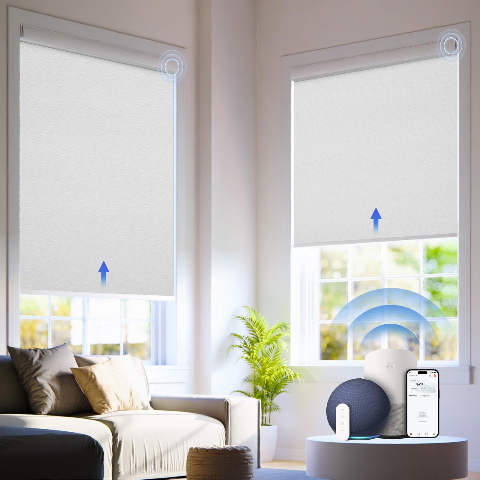 Hapadif M100 Motorized Blinds Remote 100% Blackout White 39″W x 72″H