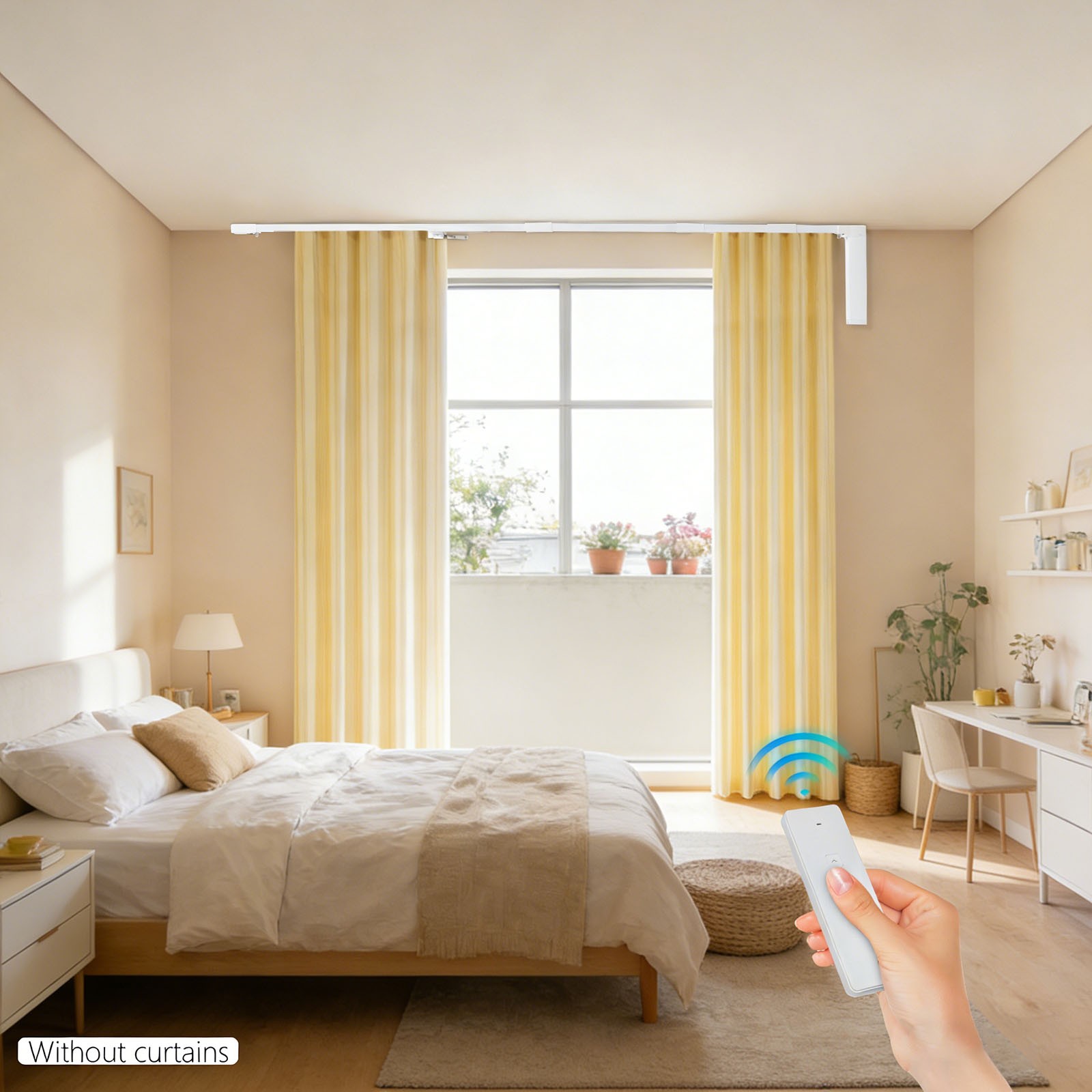 Electric Curtain Rail with Remote Control Aluminum Alloy Motorized Curtain Track