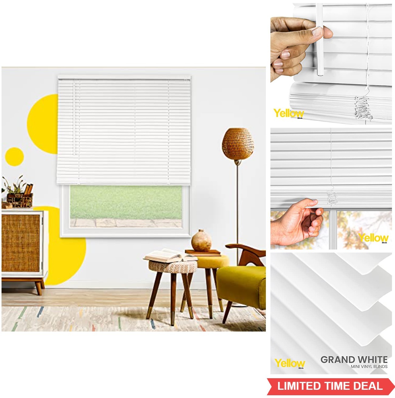 Cordless Mini Blinds 35×48 Light Filtering Room Darkening Vinyl Window Blinds