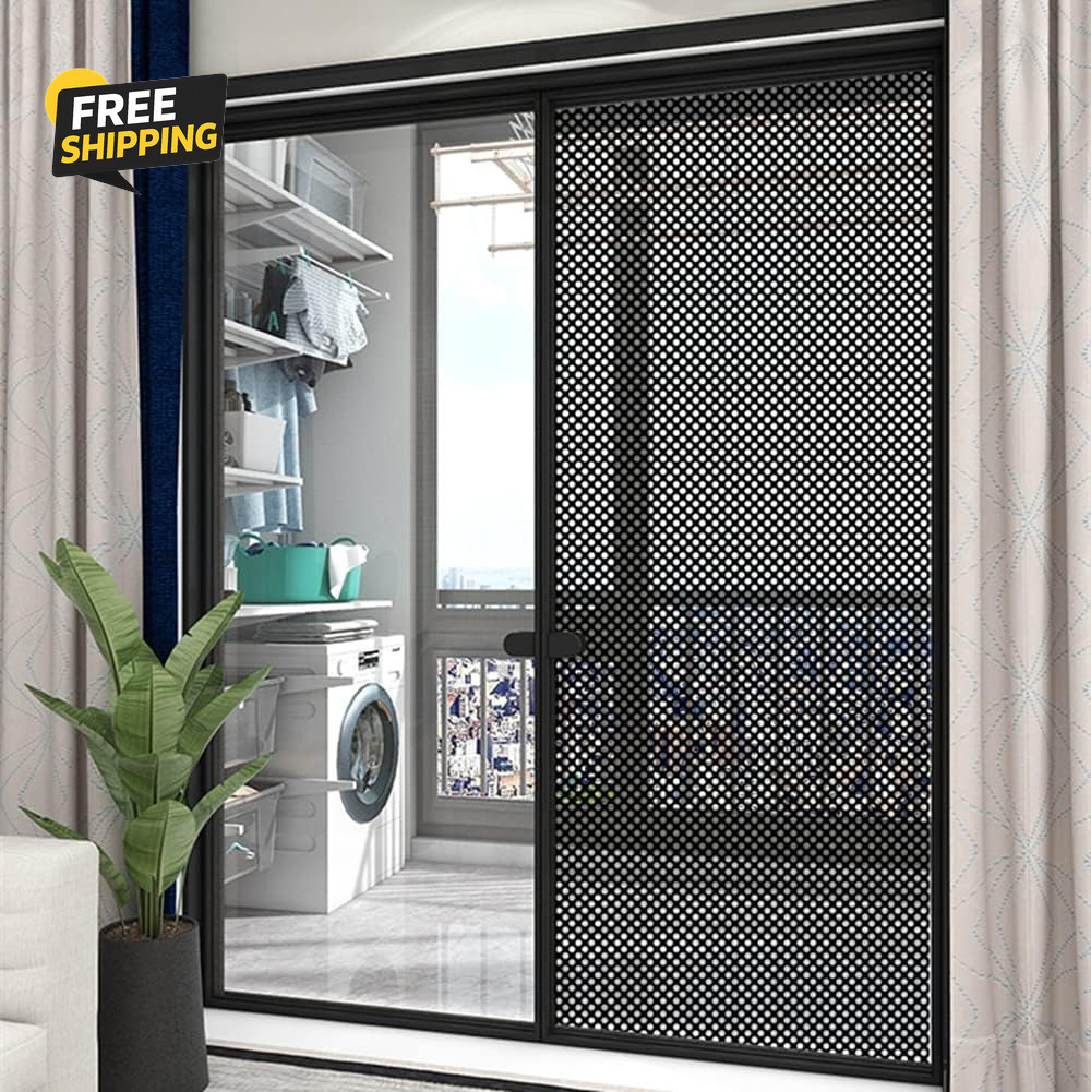 One Way Privacy Window Film 17x78in Black Perforated Static Cling Glass Vinyl