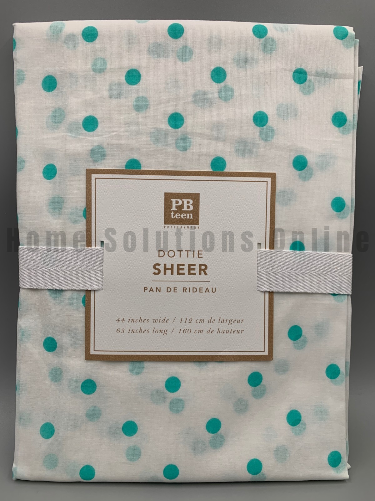 Pottery Barn Teen Polka Dot Dottie Sheer Tie Top Curtain Pool Blue 63″ #B4015