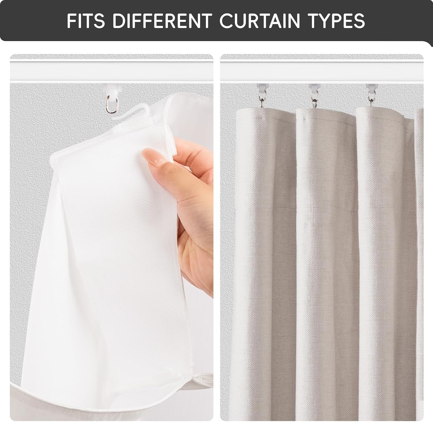 Elegant 9ft-12ft Ceiling Mounted Curtain Track with Strong Roller Hooks – White