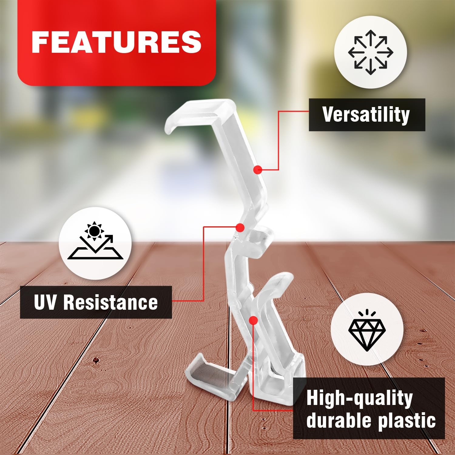 2.5 Inch Clear Window Blind Valance Clips, 10 Pack