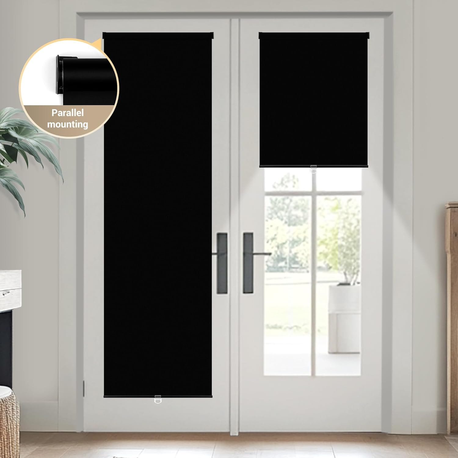 Boolegon Blackout Roller Shades for Windows, Door Blinds, Pull down Spring Syste
