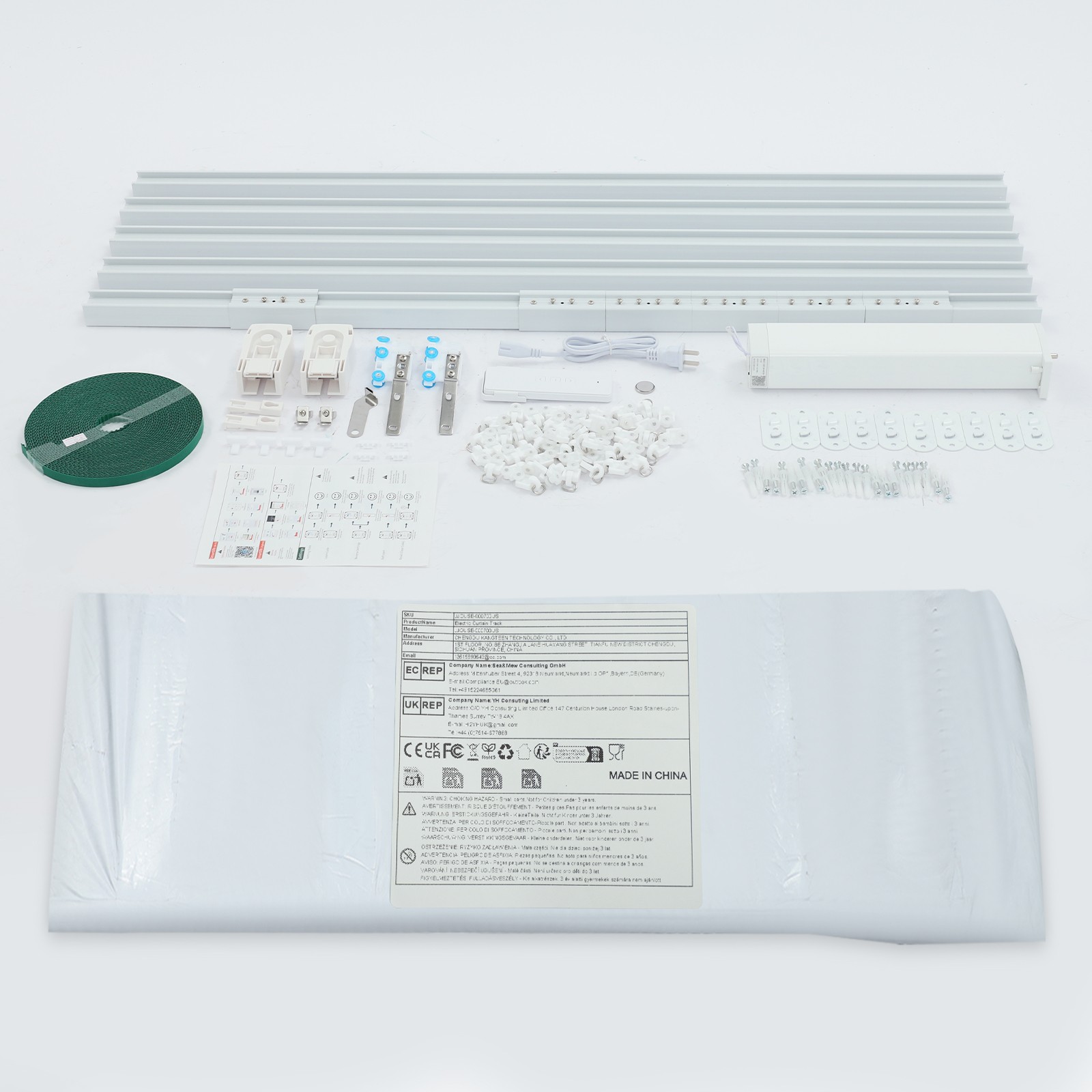 Electric Curtain Rail with Remote Control Aluminum Alloy Motorized Curtain Track