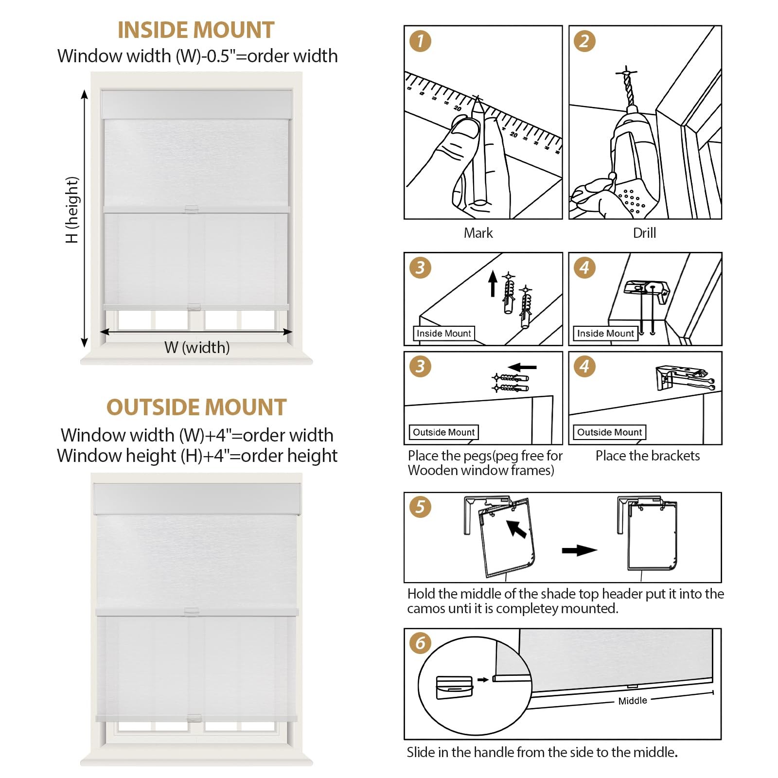 Double Layered Roller Blinds, 25″ W x 72″ H Blackout Roller Blinds, Heat-Insu…