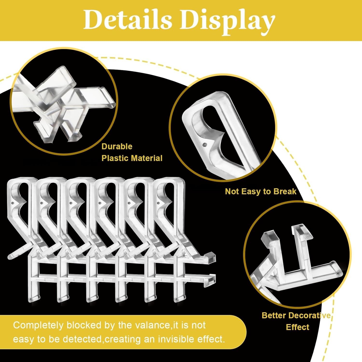 20 Pcs Hidden Channel Valance Clips for Blinds, 1-7/8Inch Clear Blind Clips f…