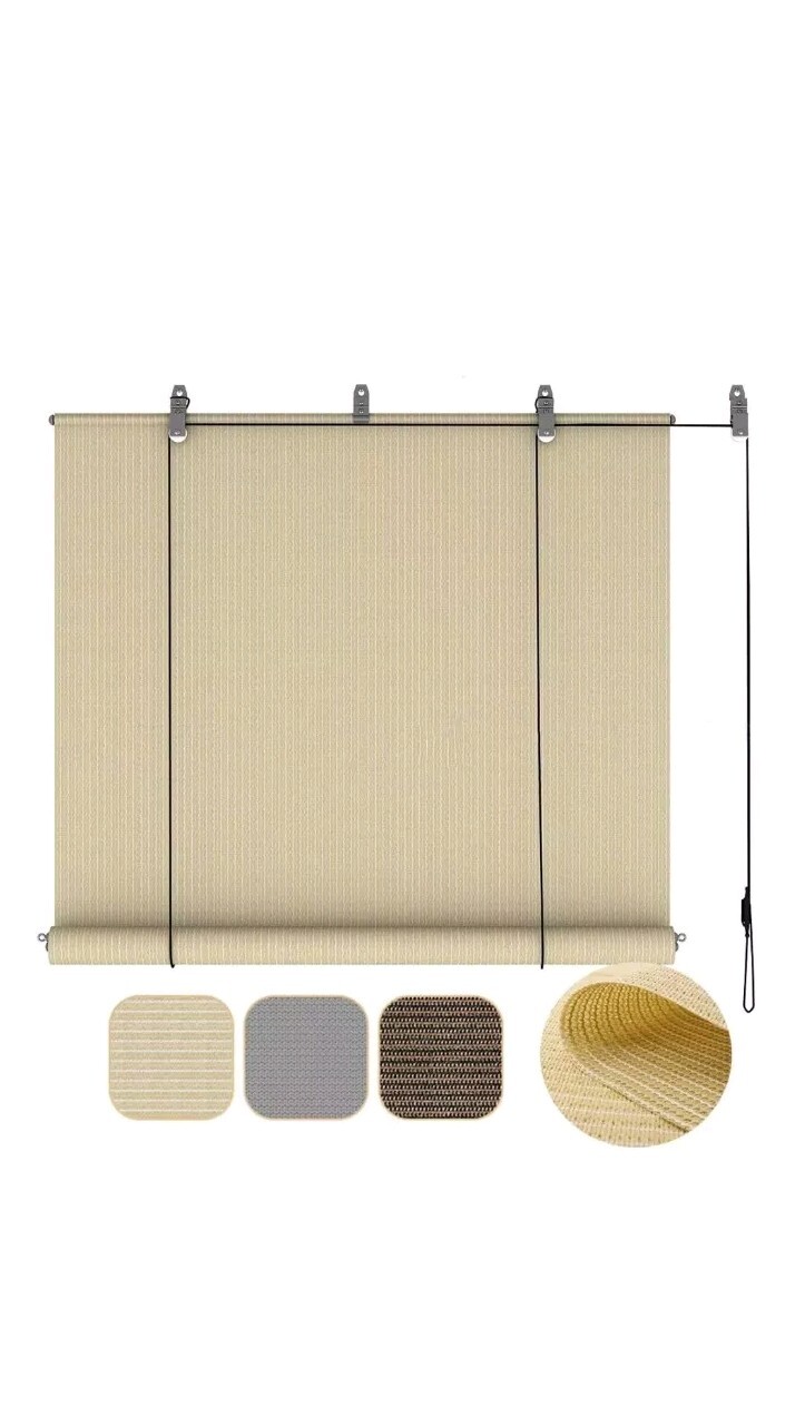Phi Villa 8×8 Outdoor Roll Up Shade New Open Box In Grey Color