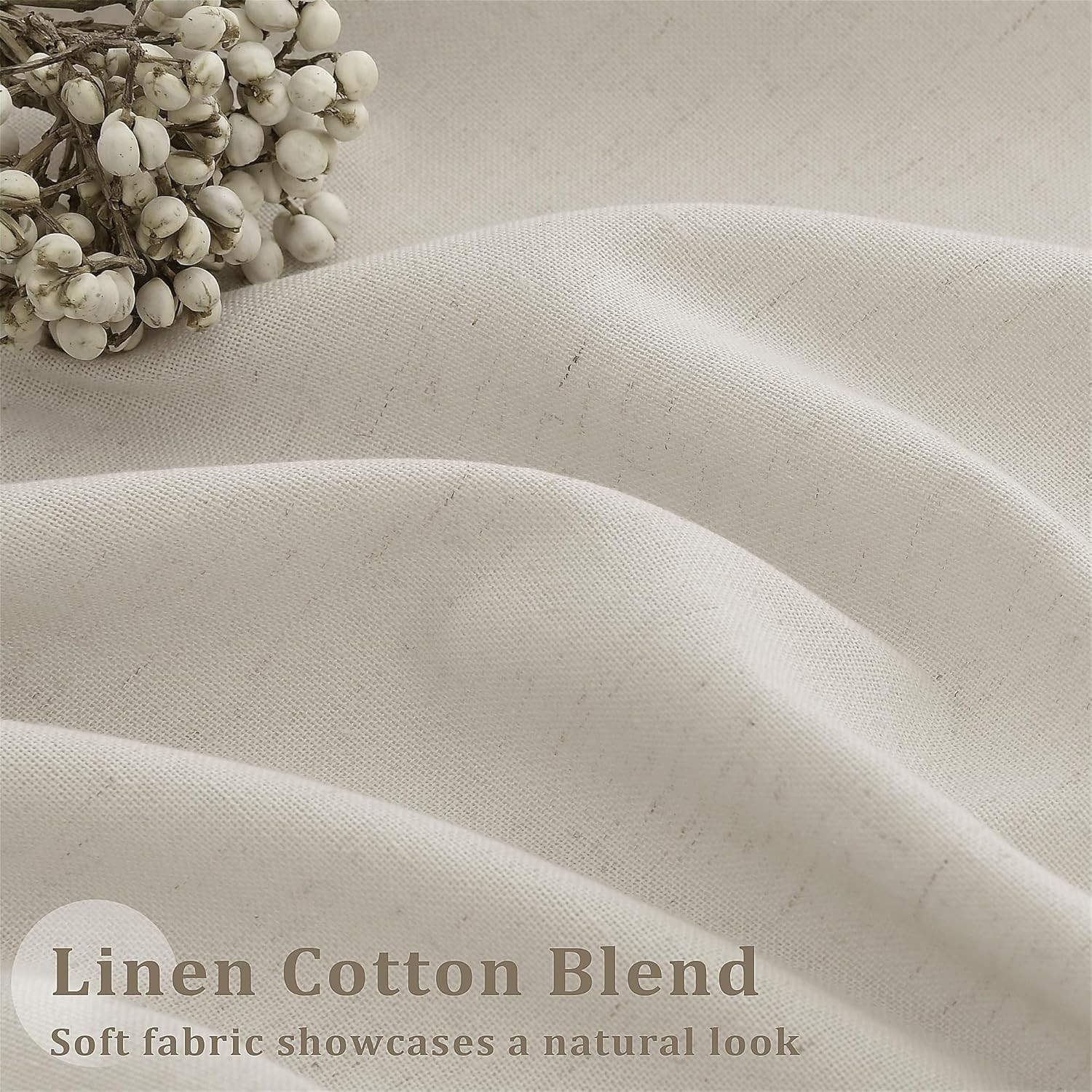 72×96 Inch Greyish Beige Pinch Pleated Linen Curtains for Living Room