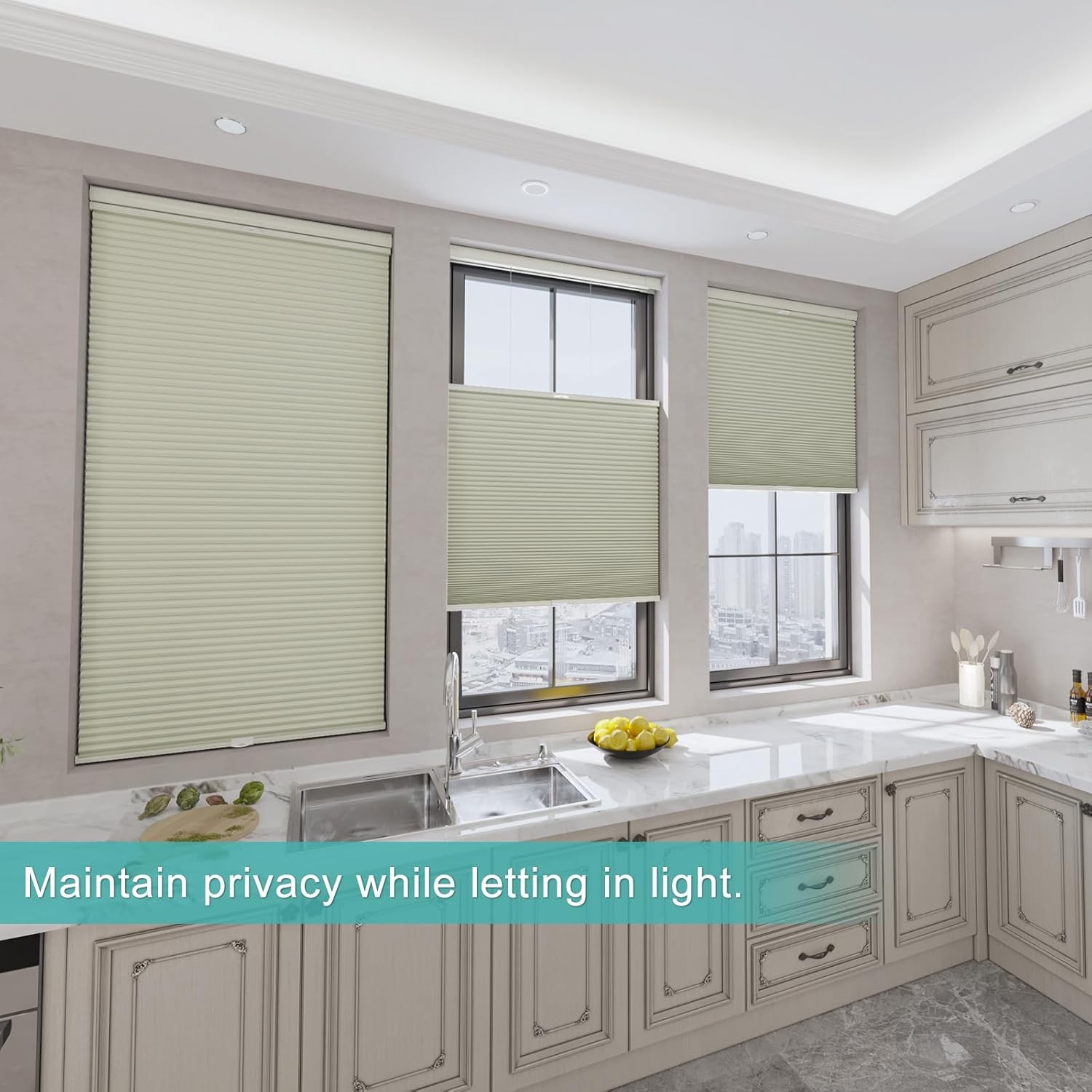 Changshade CUSTOM CUT No Drill No Tools Honeycomb blinds Blackout Cellular Shade