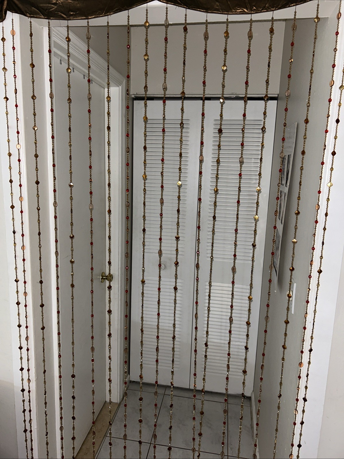 JC Penney rod pocket beaded Curtain panel Boho Gypsy Hippie 40×84″ window door