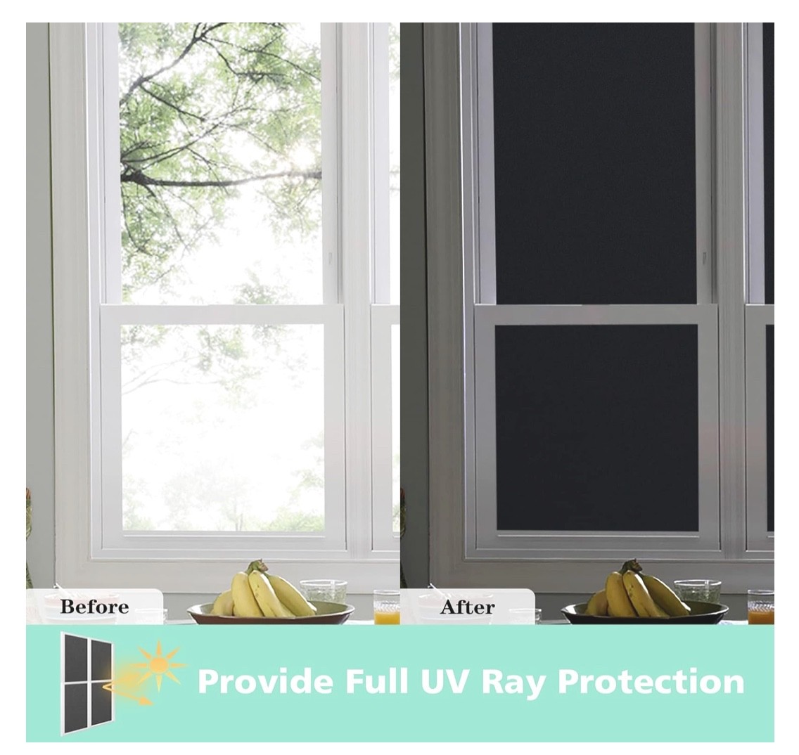 Static Cling Blackout Window Film 100% UV Blocking Tinting, Sun Cover