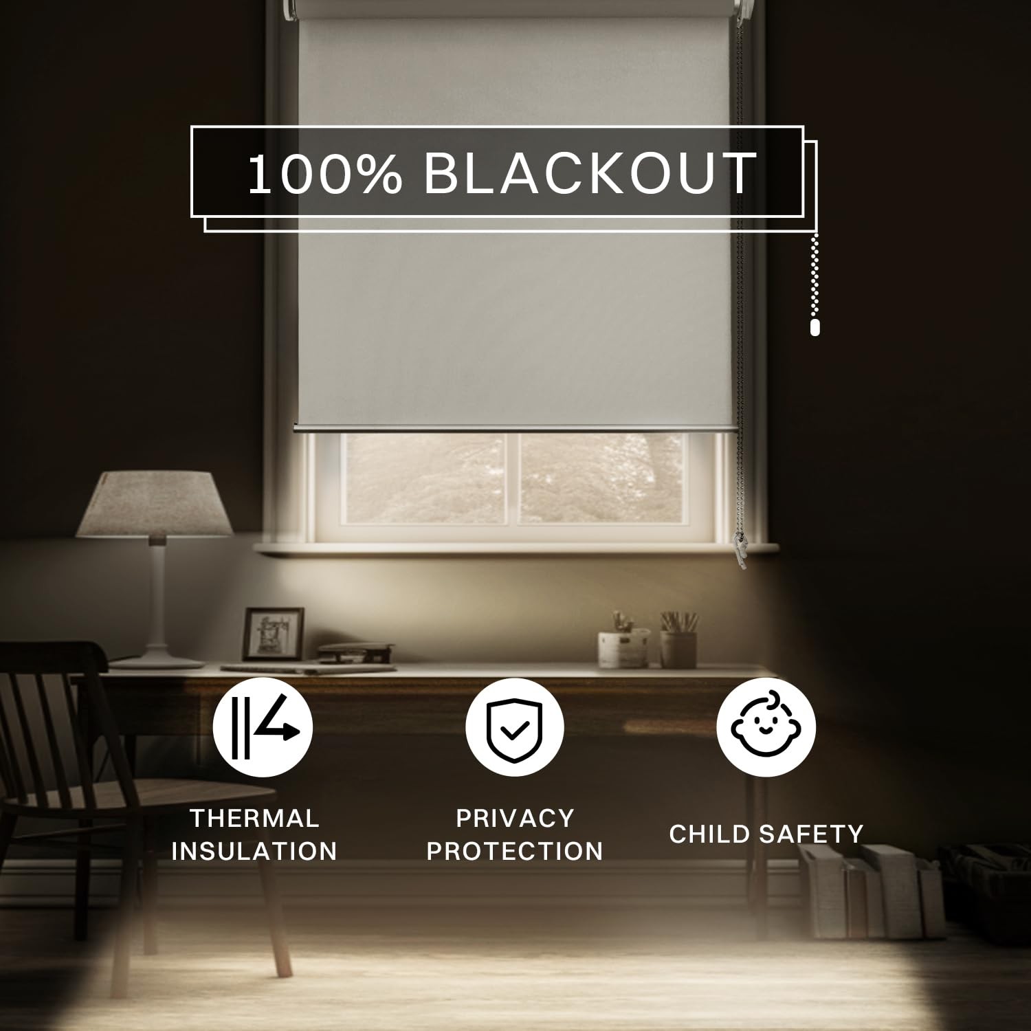 Hidpriva No Drill No Tools 100 Blackout Uv Blind For Down – 33 W X 75 H