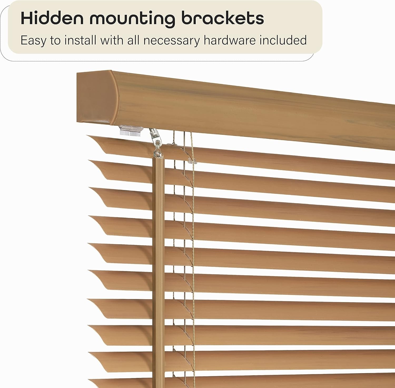 Cordless Light Filtering Mini Blind – 39″ W, 64″ L, 1″ Slat – WOODTONE ~2 PACK~