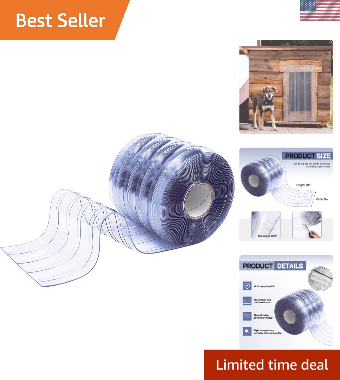 Plastic Door Curtain Winter Insulated PVC Strip Clear Waterproof Garage Curtain