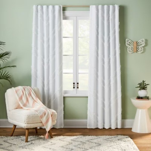 42″W x 84″L Chevron Clip Dotted Sheer Overlay