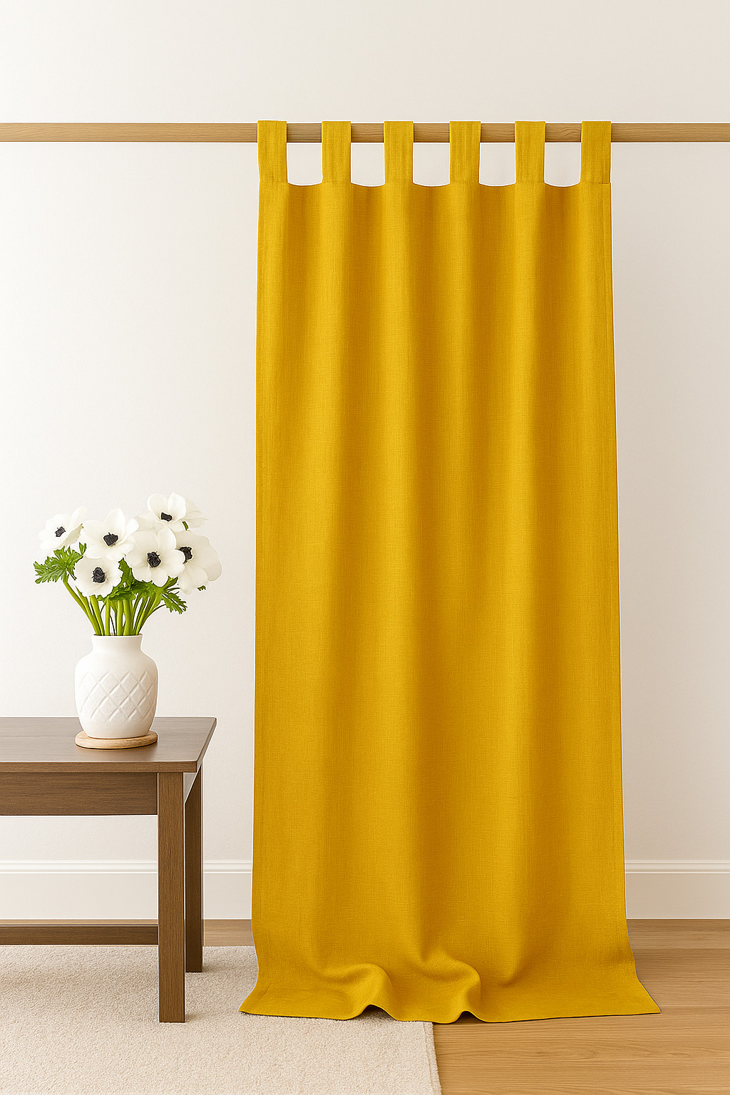 Mustard Yellow Linen Curtain Panel Boho Linen Drape for Living Room ,Bedroom